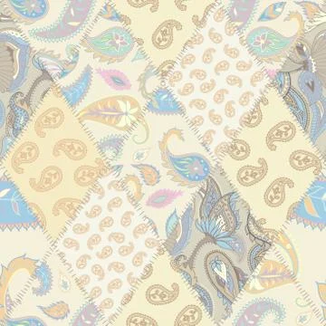 Geometric patchwork pattern of a squares. 스톡 일러스트