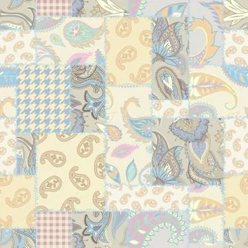 Geometric patchwork pattern of a squares. Stock Illustration