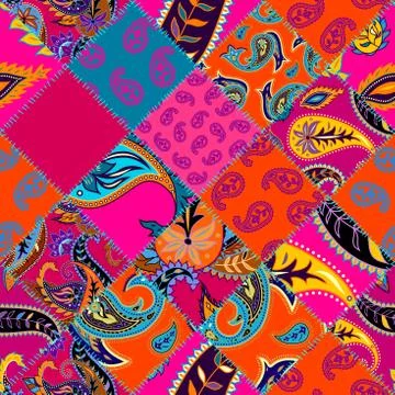 Geometric patchwork pattern of a squares. Stock Illustration