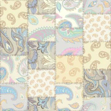 Geometric patchwork pattern of a squares. Illustrazione stock