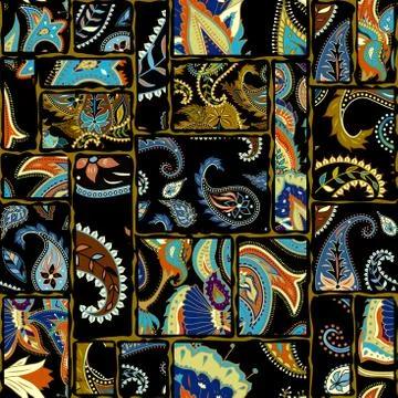 Geometric patchwork pattern of a squares. Stock Illustration