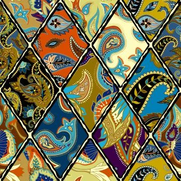 Geometric patchwork pattern of a squares. Stock Illustration