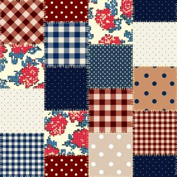 Geometric patchwork pattern of a squares. Stock Illustration