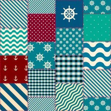 Geometric patchwork pattern of a squares. Stock Illustration