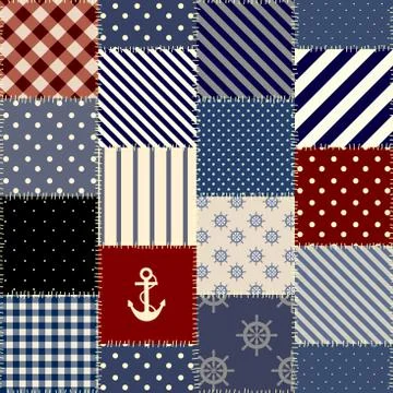 Geometric patchwork pattern of a squares. Stock Illustration