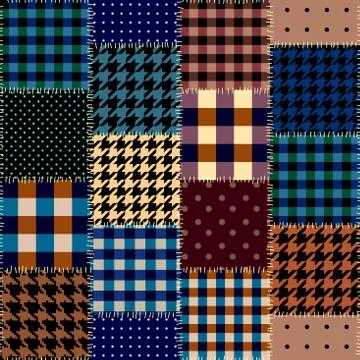 Geometric patchwork pattern of a squares. Illustrazione stock