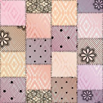 Geometric patchwork pattern of a squares. Stockillustratie