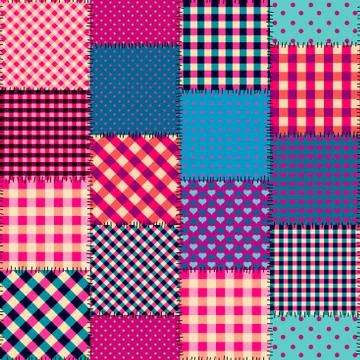 Geometric patchwork pattern of a squares. Stock Illustration