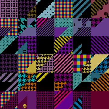 Geometric patchwork pattern of a squares. Illustrazione stock