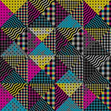Geometric patchwork pattern of a squares. Stock Illustration