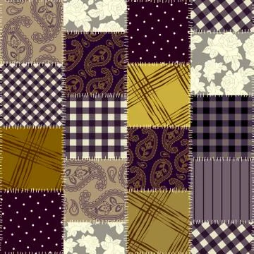 Geometric patchwork pattern of a squares. Stock Illustration