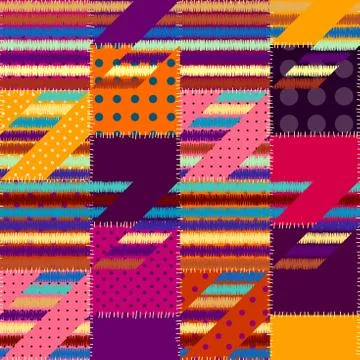Geometric patchwork pattern of a squares. Stock Illustration