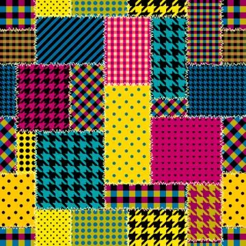 Geometric patchwork pattern of a squares. Stock Illustration