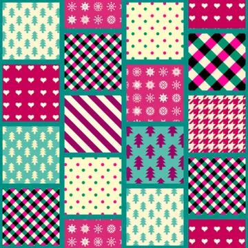 Geometric patchwork pattern of a squares. Stock Illustration