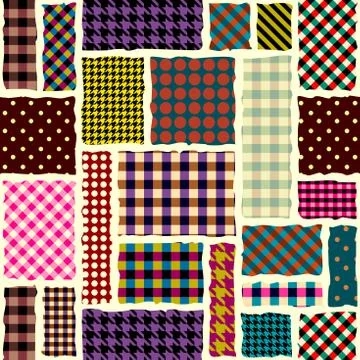 Geometric patchwork pattern of a squares. 库存插图