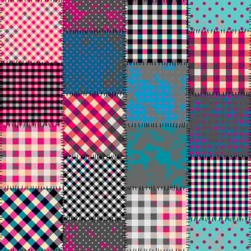 Geometric patchwork pattern of a squares. Stock Illustration