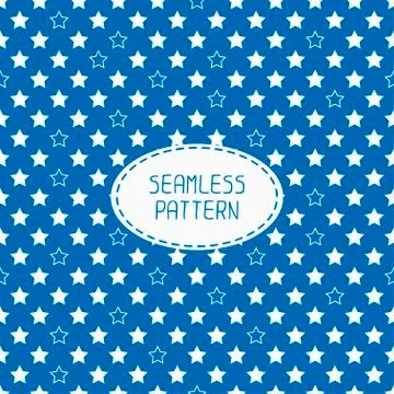 Geometric patriotic seamless pattern with white, blue stars. American symbols Stock Illustration
