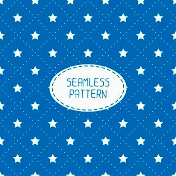 Geometric patriotic seamless pattern with white, blue stars. American symbols Stock Illustration
