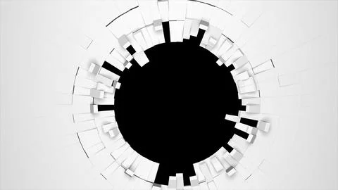 Geometric pattern of 3D rendering fragmentation white blocks isolated on black Illustrazione stock