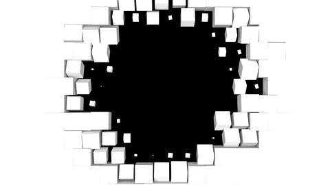 Geometric pattern of 3D rendering swiping white cubes isolated on black Stock Illustration