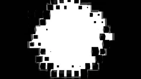 Geometric pattern of 3D rendering swiping black cubes isolated on white Stock-Illustration