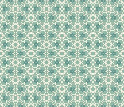 Geometric Pattern - 6 Flowers (Soft Green, Ivory) Stock Illustration