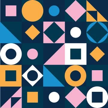 Geometric pattern. Abstract colorful triangle, circle, square, rhombus seamless Stock Illustration