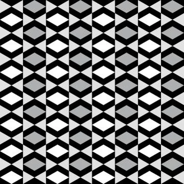 Geometric pattern with alternate white grey and black rhombus Stock Illustration