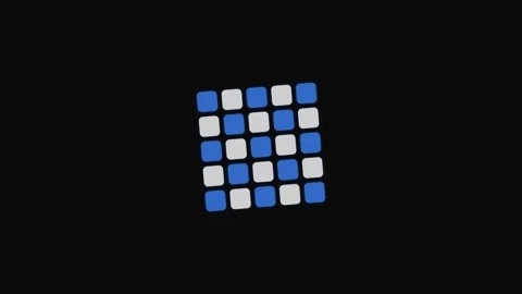 A geometric pattern of alternating blue and white squares on black background Stock Footage 339616644