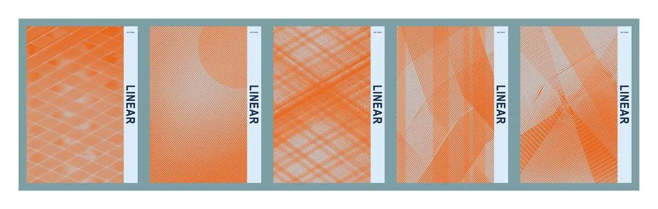 Geometric pattern and abstract line art design collection. Five panels feat.. Stock Illustration