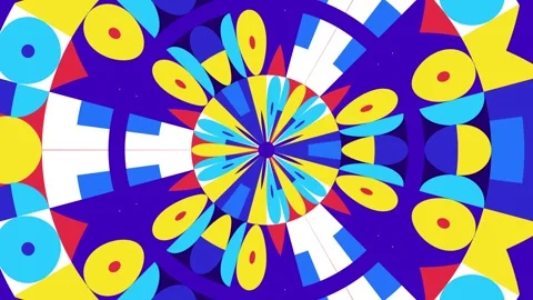 Geometric pattern. Animation of colored circles, squares, and triangles. Stock Footage 321480713