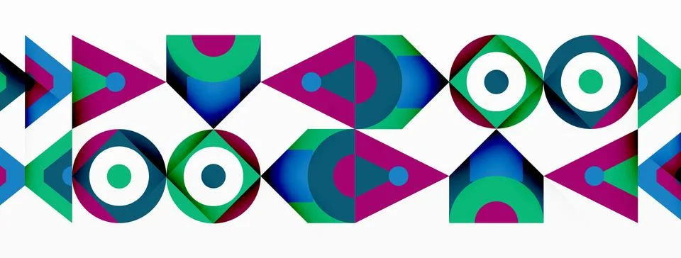 Geometric pattern with arrows and circles on white background Stock Illustration