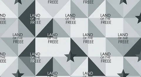 Geometric pattern background with land of the freee text and stars for grap.. Stock Illustration