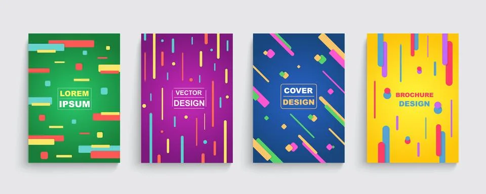 Geometric pattern background set, graphic trendy gradients. Trend music cover or Stock Illustration