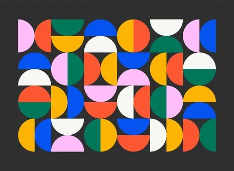 Geometric pattern background. Simple minimal circle shape modern bauhaus style Stock Illustration