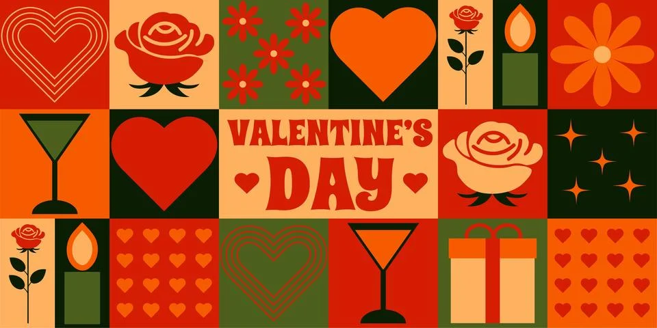 Geometric pattern, background for Valentine's day. Stock Illustration