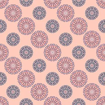 Geometric pattern. In beige warm colors. Abstract flower with dots. Stock Illustration