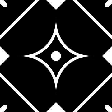 Geometric pattern, black abstract star and diamond shapes on square grid design. Stock Illustration
