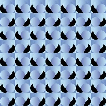 Geometric pattern with black and blue circular shapes Stock Illustration