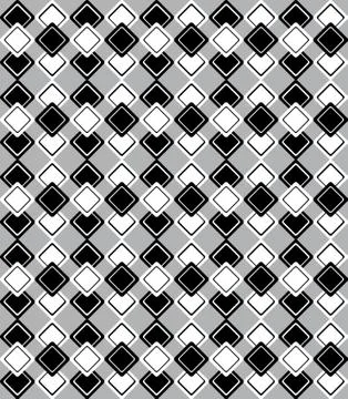 Geometric pattern with black and white rhombus on grey background Stock Illustration