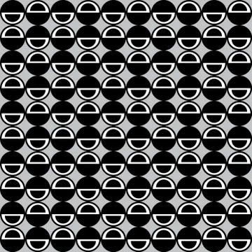 Geometric pattern with black and white circles and semicircles Stock Illustration