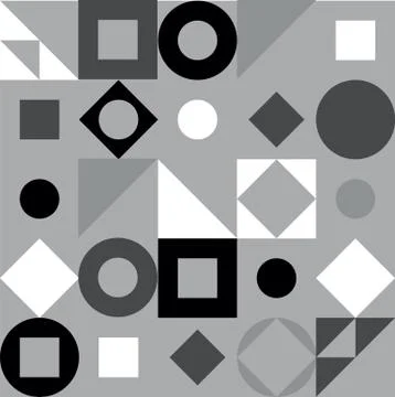 Geometric pattern in black and white style. Abstract triangle, circle, square Stock Illustration
