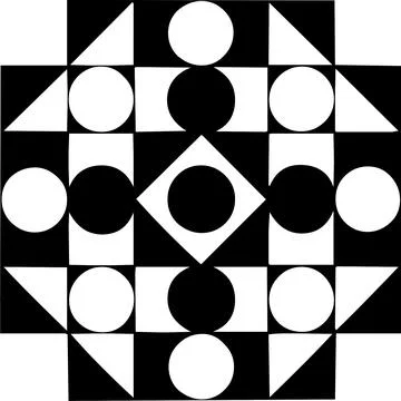 Geometric Pattern: Black and White Circles and Squares Mosaic Stock Illustration