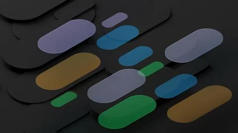 Geometric pattern on black background,abstract high relief,science and tech.. Stock Photos