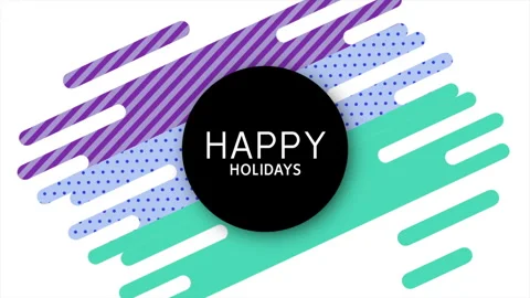 Geometric pattern with black circle Happy Holidays in colorful lines Stock Footage 263696396