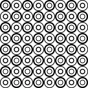 Geometric pattern with black circles on white background Stock Illustration