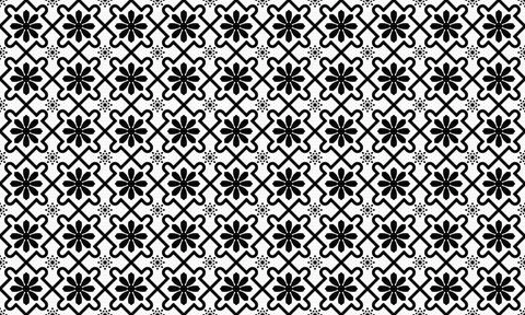 Geometric pattern black flower white background seamless vector Stock Illustration