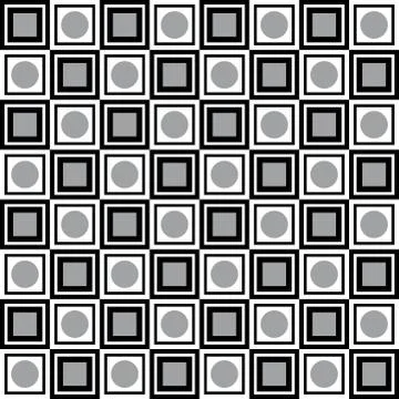 Geometric pattern with black grey and white squares and circles Stock Illustration