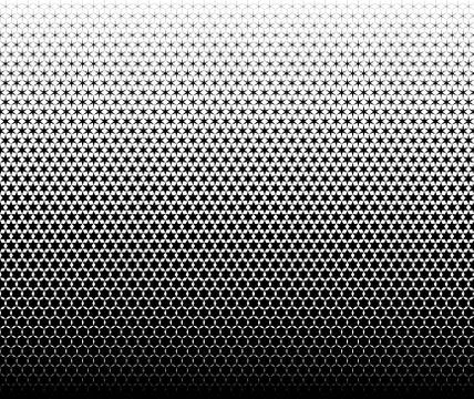 Geometric pattern of black hexagones and stars on a white background. Seamles Stock Illustration