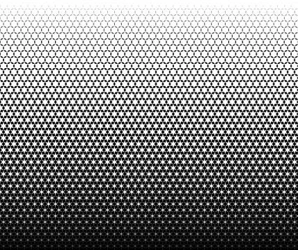 Geometric pattern of black hexagones and stars on a white background. Seamles Stock Illustration